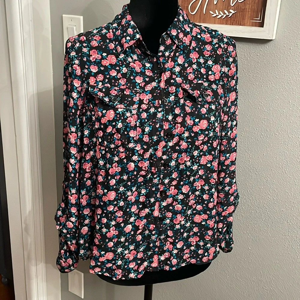 Active Floral Print Blouse Perfect Shirt - Picture 1 of 13